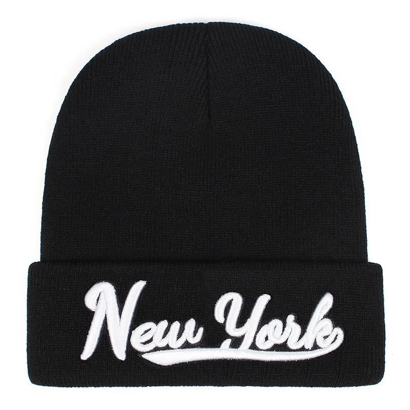 2025 جديد بسيط قبعة الفول المألوف نيويورك محبوك قبعة الخريف الشتاء الترفيه في الهواء الطلق يندبروف قبعة تدفئة للجنسين قبعة بلا حدود