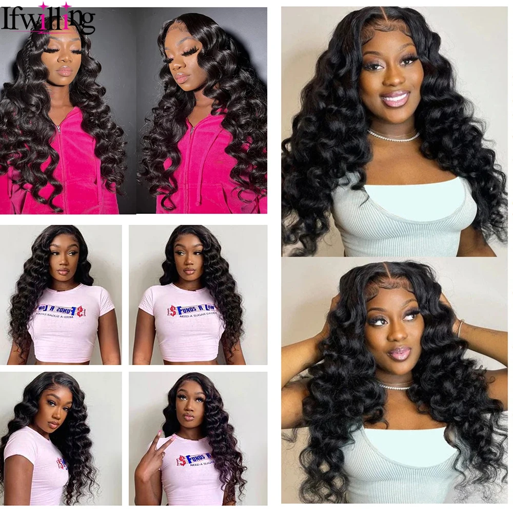 Perruque Deep Wave Lace Closure Wig naturelle, cheveux humains, pre-plucked, sans colle, prête à l'emploi, 5x5 HD