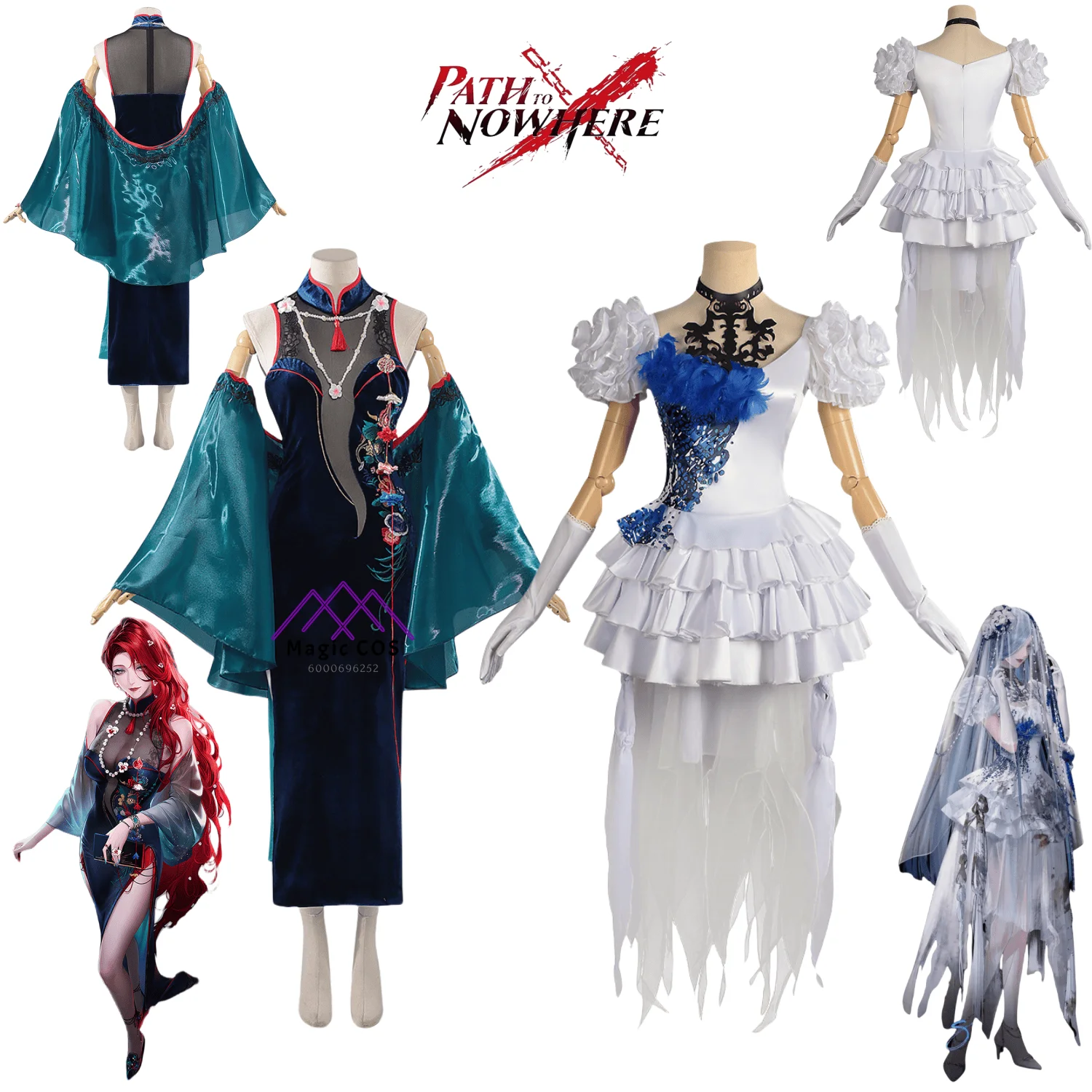 

Game Path To Nowhere Cosplay Costume Anime Cabernet Sexy Cheongsam Grief White Wedding Dress for Women Adult Comic Con Party