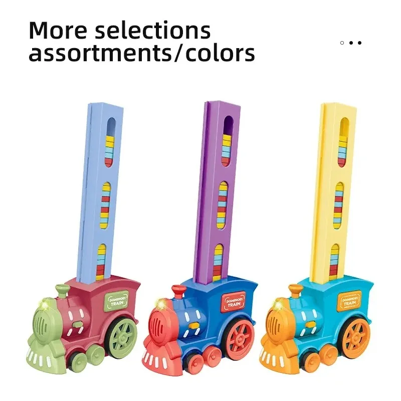 التلقائي وضع الدومينو قطار سيارة كهربائية كتل الطوب عدة لعبة الإبداعية الذكاء التعليمية لتقوم بها بنفسك لعبة طفل عيد ميلاد الصبي هدية