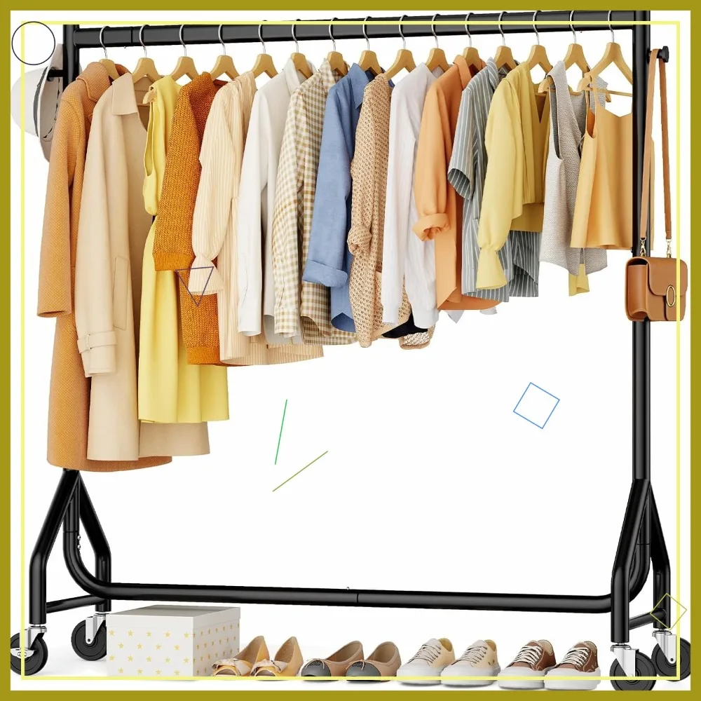 

Heavy Duty Rolling Clothes Rack with Wheels, Supports 420 LBS, Portable Metal Garment Rack for Hanging Clothes, Black 48 Inches