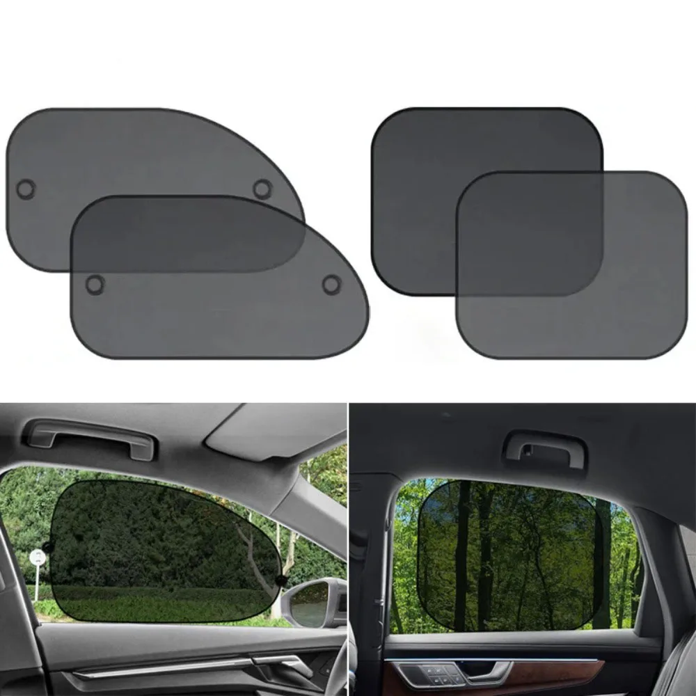 Car Sun Shade Side Window Curtain Front Rear Window Sunshade Summer UV Blocking Suction Cup Car Sun Protection Curtains