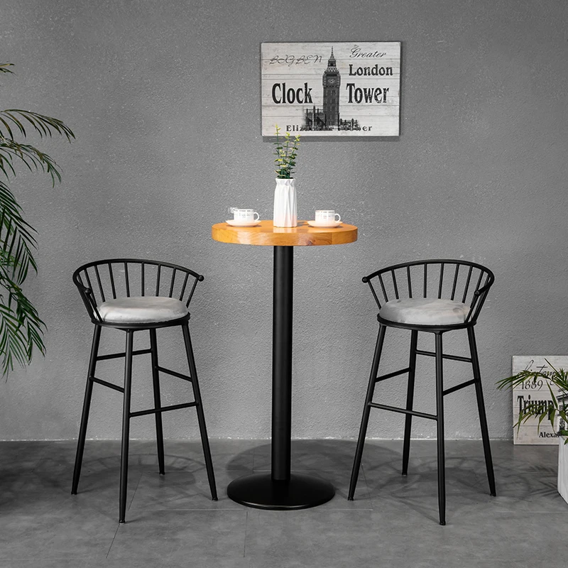 Modern Iron Bar Chair Retro Luxury Counter Height Salon Bar Stool Dining Reception Desk Sillas Para Comedor Restaurant Furniture