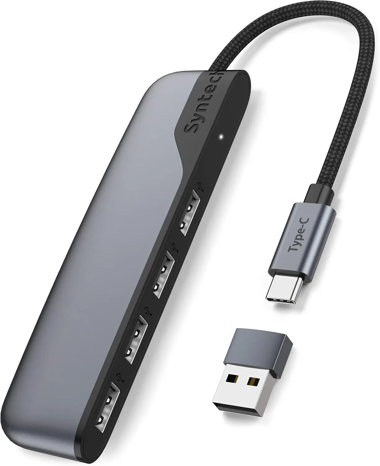 

4-портовый USB-C хаб с адаптером, передача данных USB 3.0, совместим с iPhone, MacBook, iPad и другими устройствами
