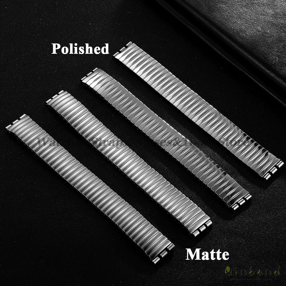 17 مللي متر 20 مللي متر لساعة سواتش حزام ساعة معدني مرن حزام ساعة تمتد توسيع الفولاذ المقاوم للصدأ حزام ساعة اليد الرجال النساء استبدال سوار #5