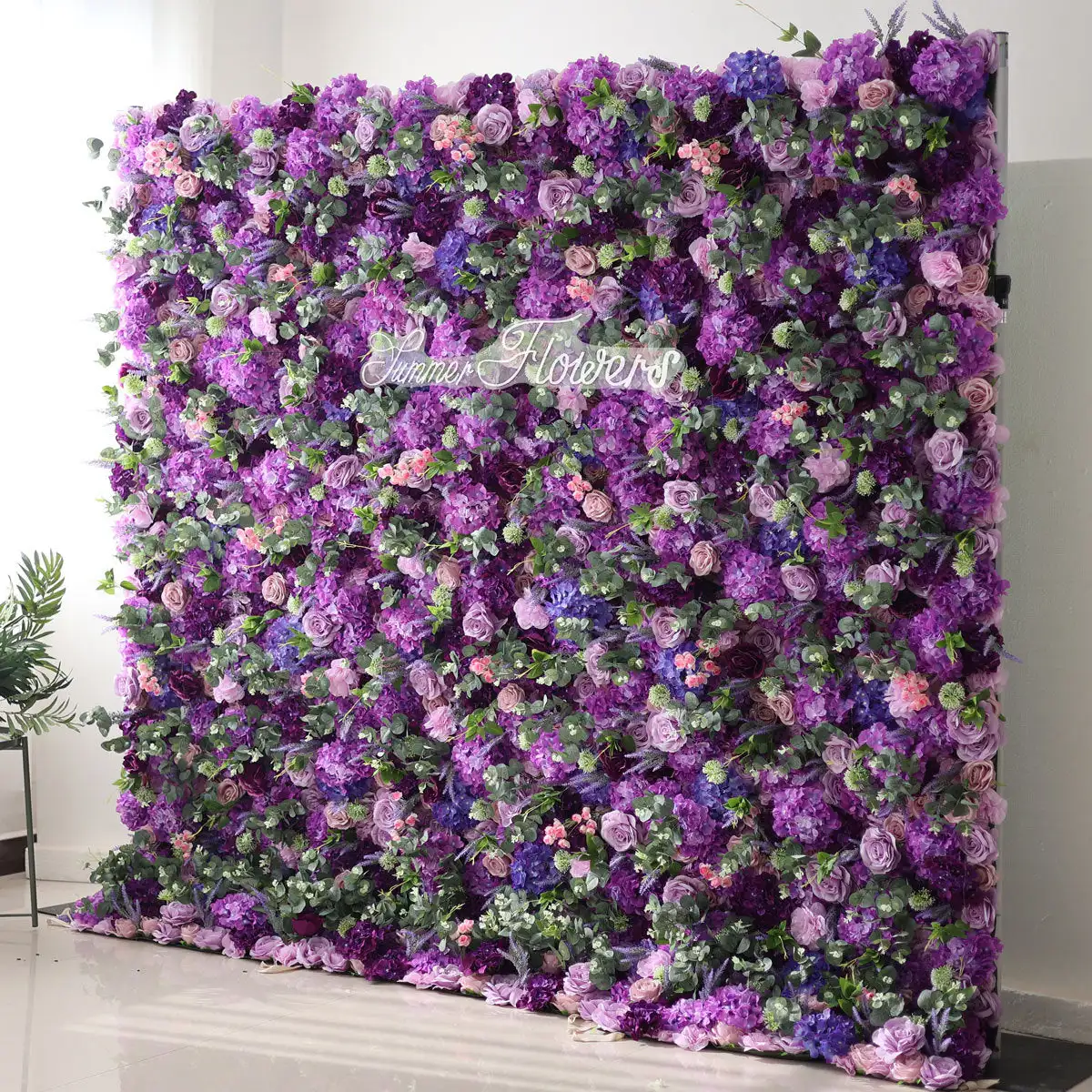 3D Royal Series Purple rose flower wall Arrangement Wedding Backdrop Deco Hanging Fabric Plant Wall wedding backdrop decoration