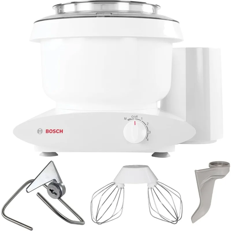 Bosch Universal Plus Stand Mixer 500 Watt, 6.5 Quarts with Wire Whips, Dough Hook & NutriMill Dough Hook Extender Bundle