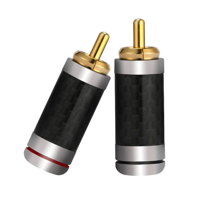 

HiFi Carbon Fiber RCA Plug Copper HiFi Audio Adapter DIY Single Line Connector