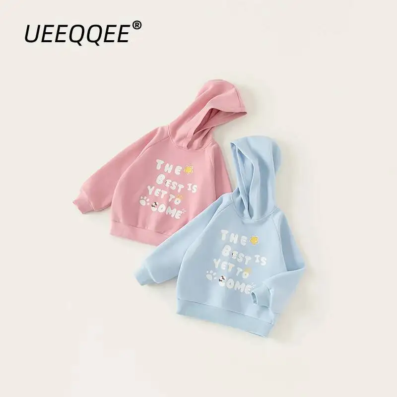 

Spring Autumn Children Hoodies 5-14Y Girls Cartoon Letter Hooded Sweatshirts Coats Korean Tops Preteen Outerwear Kids Clothing