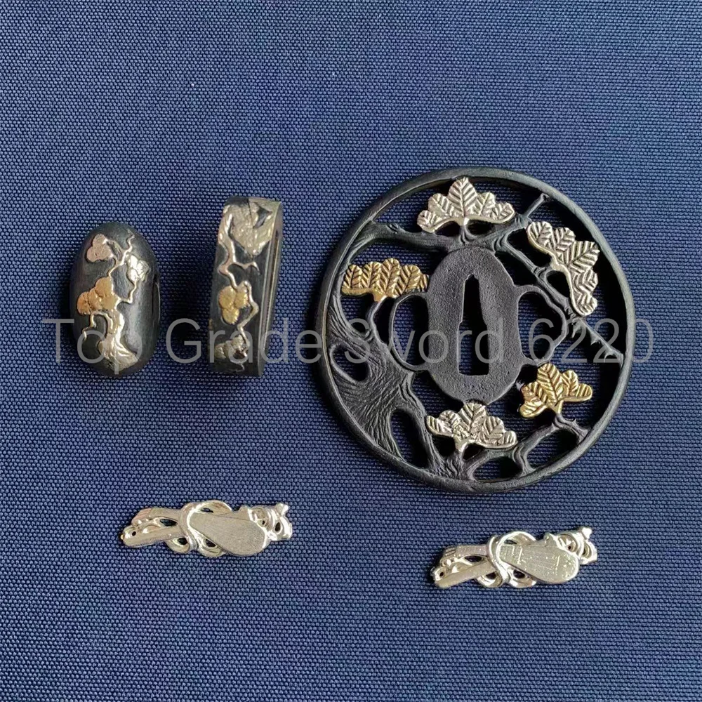Exquisite Copper Brass Gold Plated Silver Tsuba Handguard Fuchi Kashira Menuki For Real Japan Samurai Katana Sword Fittings