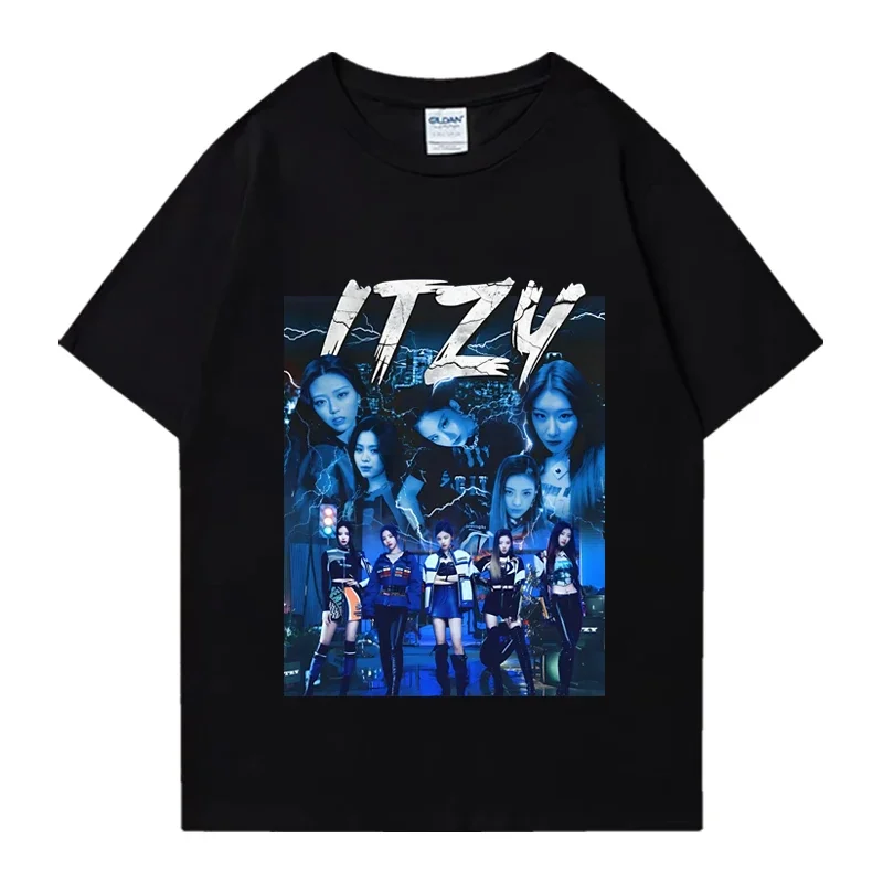 ITZY-мужская и женская модная летняя футболка унисекс с графическим принтом и коротким рукавом для музыкального альбома, большие хлопковые топы Kpop 2022