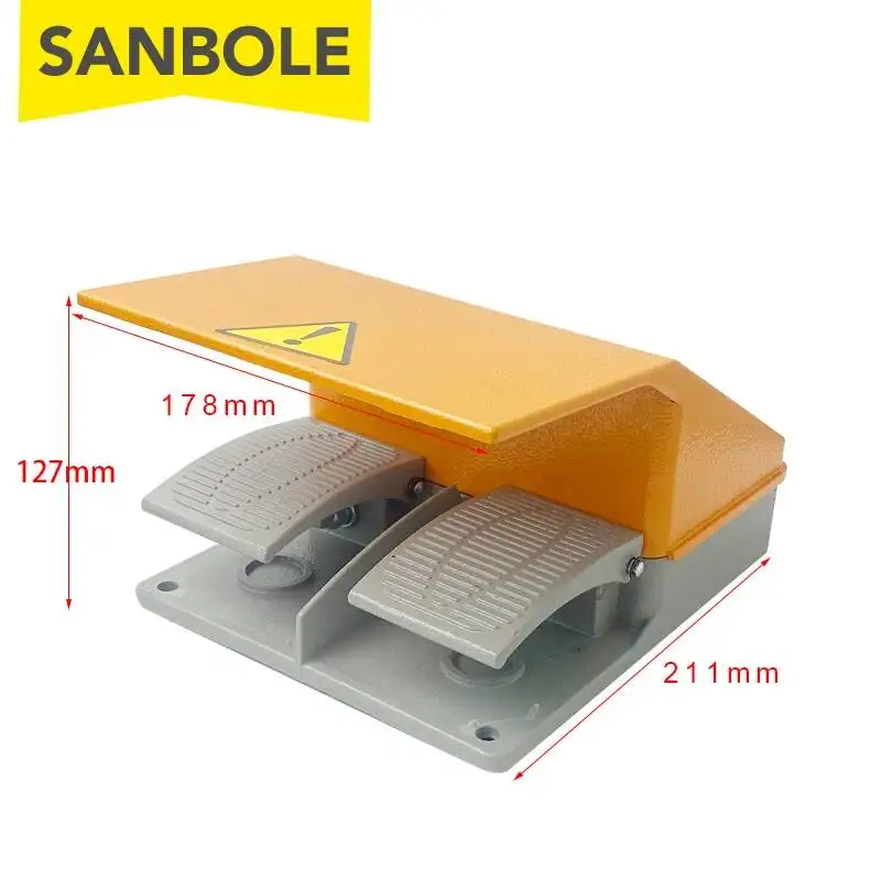 Double Tread YDT1-15 Foot Switch Pedal Silver Contact Aluminum Shell Gray Double Feet Machine Tool Accessories