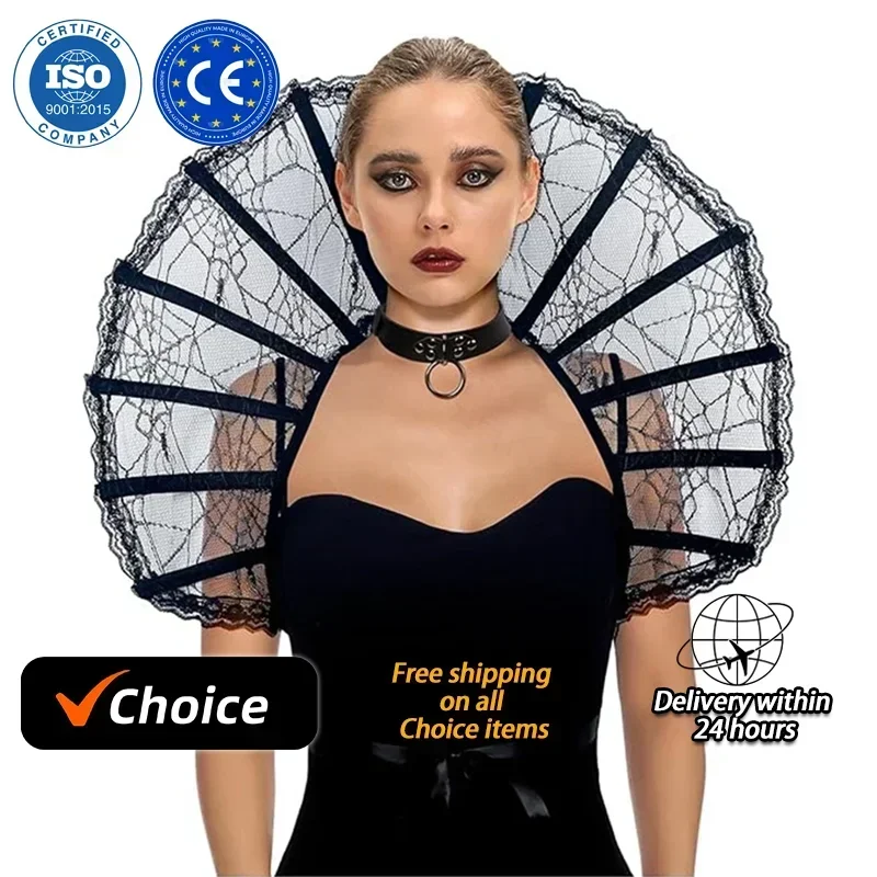 2024 Newest Hot Sale with Skeleton Lace Cape Collar Halloween Horror Role-playing Accessories Prom Dress Up Costume Props