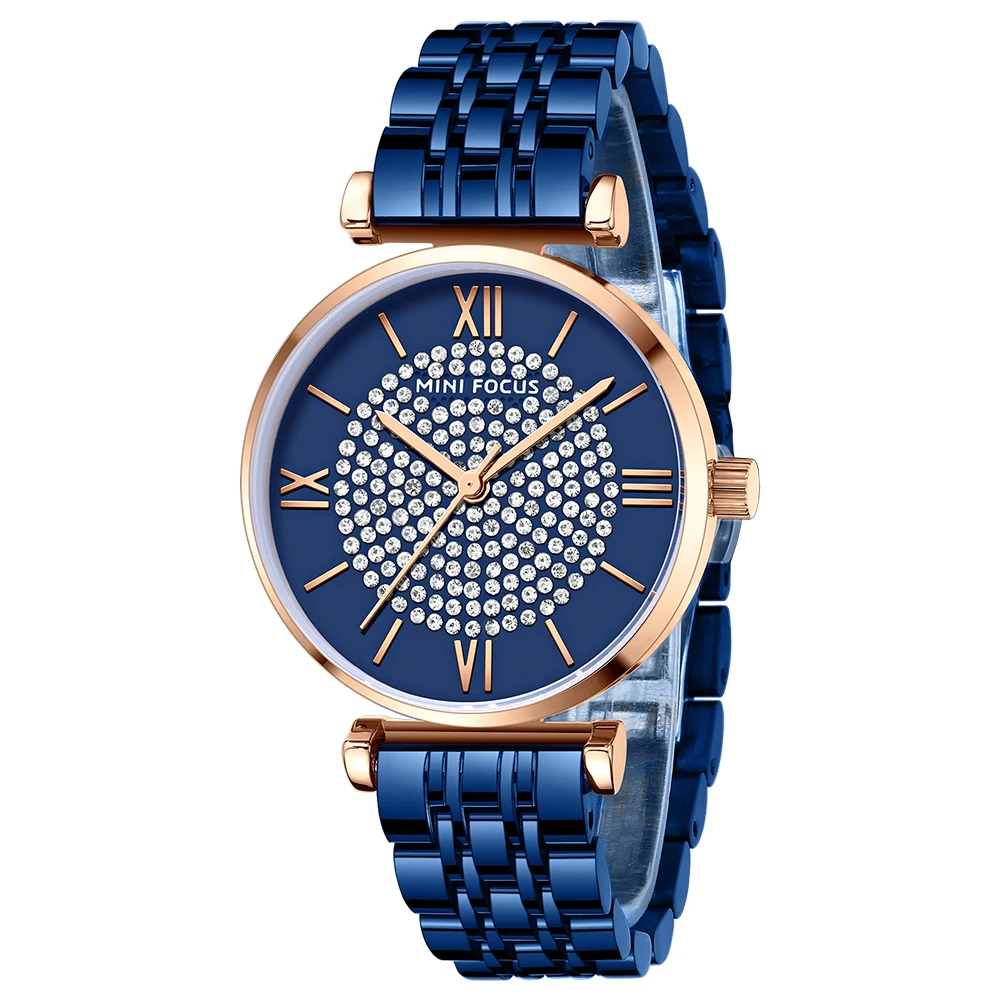 MINIFOCUS Women's Luxury Starry Dial Watch, Japanese Quartz Movement Stainless Steel Bracelet Elegant Fashion Wristwatch
