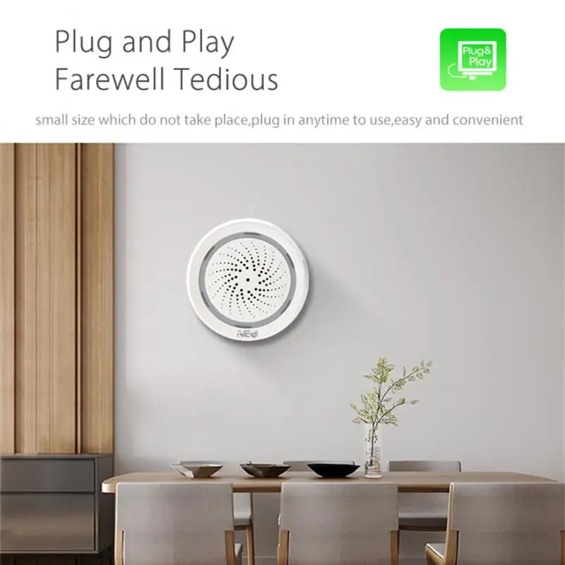 Tuya Smart Life WiFi Siren Alarm 100dB Loud Speaker 18 Ringtones with Strobe Light Alert for Home Security System