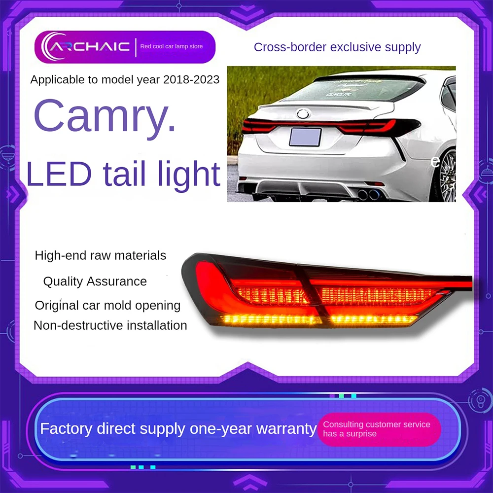 For 18-23 Camry modified car LED taillight assembly runs through the taillight  18-23 Camry modified car LED taillight assembly