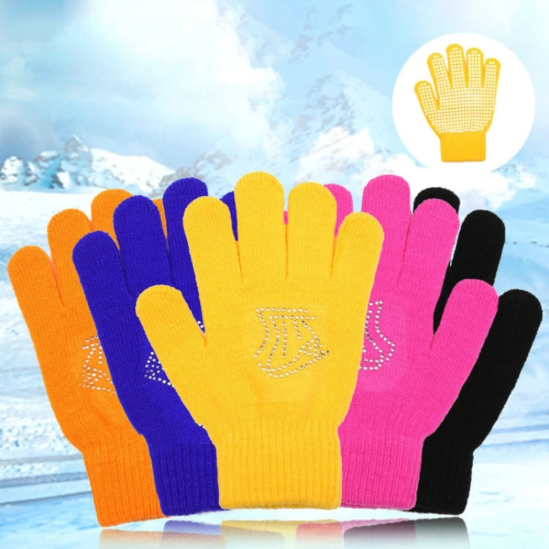 Children Skating Gloves Winter Warm for Competition Practice Reducing Falling Injuries with Gel Palm Non-slip Protection