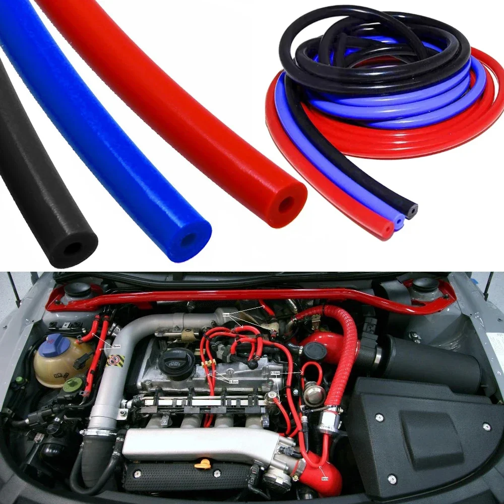 

3x9mm Car Vacuum Silicone Hose Auto 3mm Inner Diameter 3mm Thickness Universal Racing Silicone Line Pipe Tube Blue Red Black