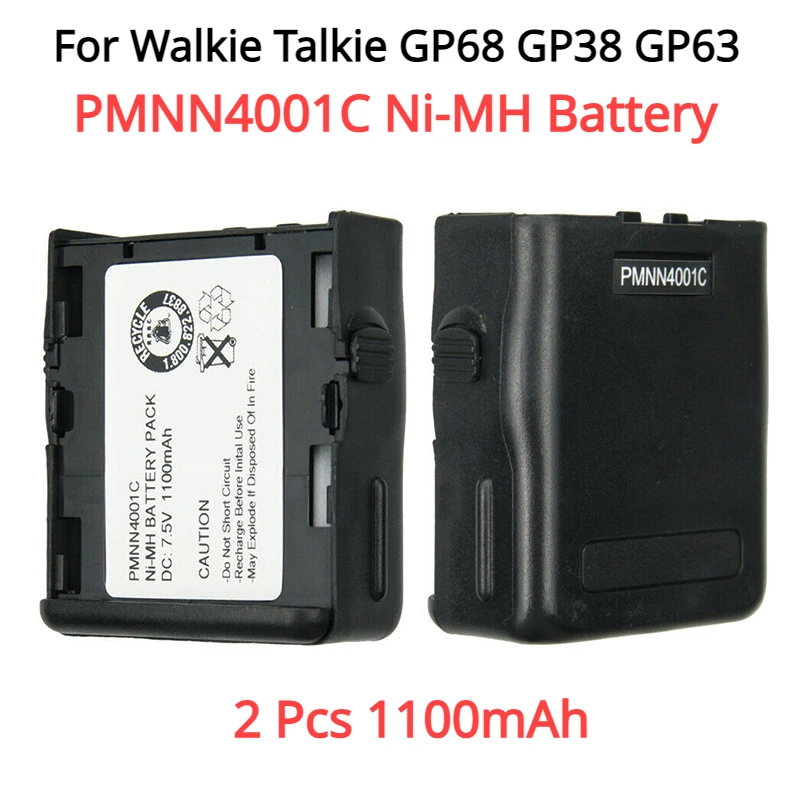 2Pcs 1100mAh PMNN4001C Ni-MH Battery for Walkie Talkie GP68 GP38 GP63 Two Way Radios Replacement Battery Interphone Accessory