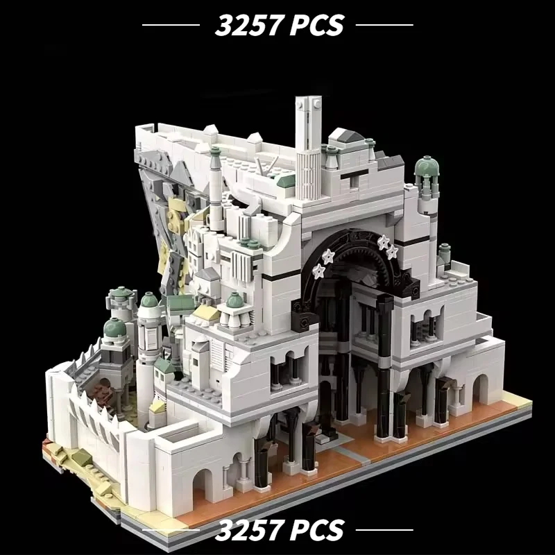 MOC Fantasy Kingdom White City Fortress Building Blocks 3257Pcs, Architecture Stronghold Castle Bricks Model Adults