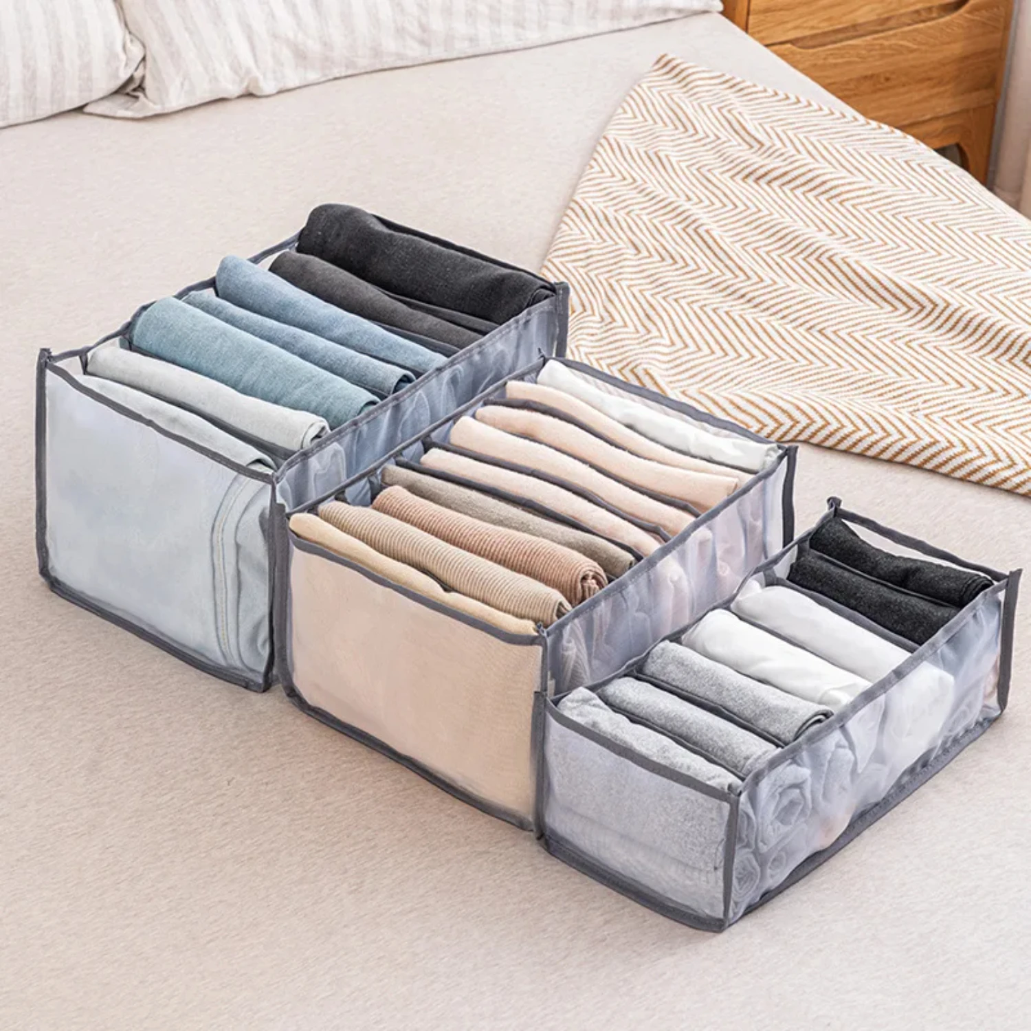 

24 Gird Socks Box Underwear Bra Organizer Collapsible Cabinet Separator Drawers Organizer Wardrobe Clothes Organizer Box