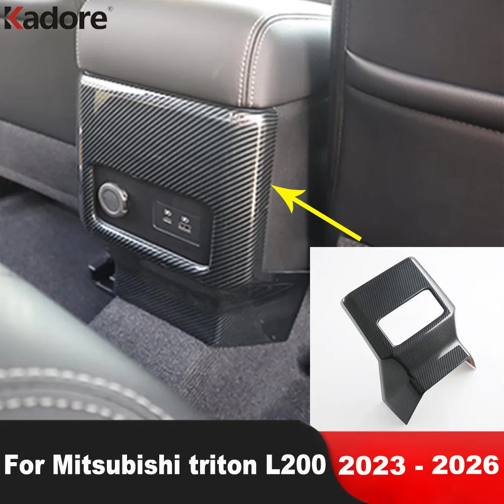 三菱トライトン-l200-2023-2024-2025-2026-カーボンファイバー製リアエアコン吹き出し口カバートリムインテリアアクセサリー