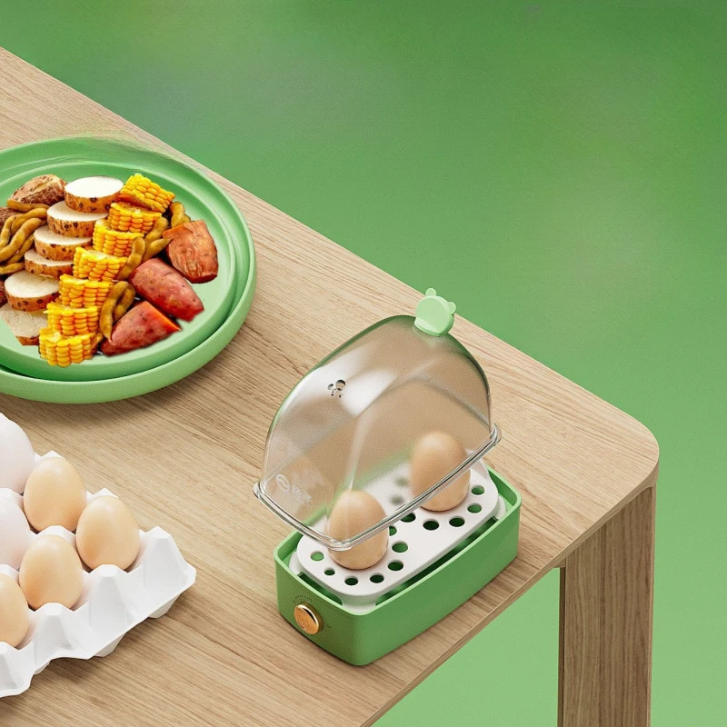 หม้อหุงข้าวไฟฟ้าขนาดเล็กหม้อต้มไข่ Poacher พร้อมระบบปิดอัตโนมัติและเครื่องนึ่งอาหารสําหรับการทําอาหารไข่ 2 ฟอง