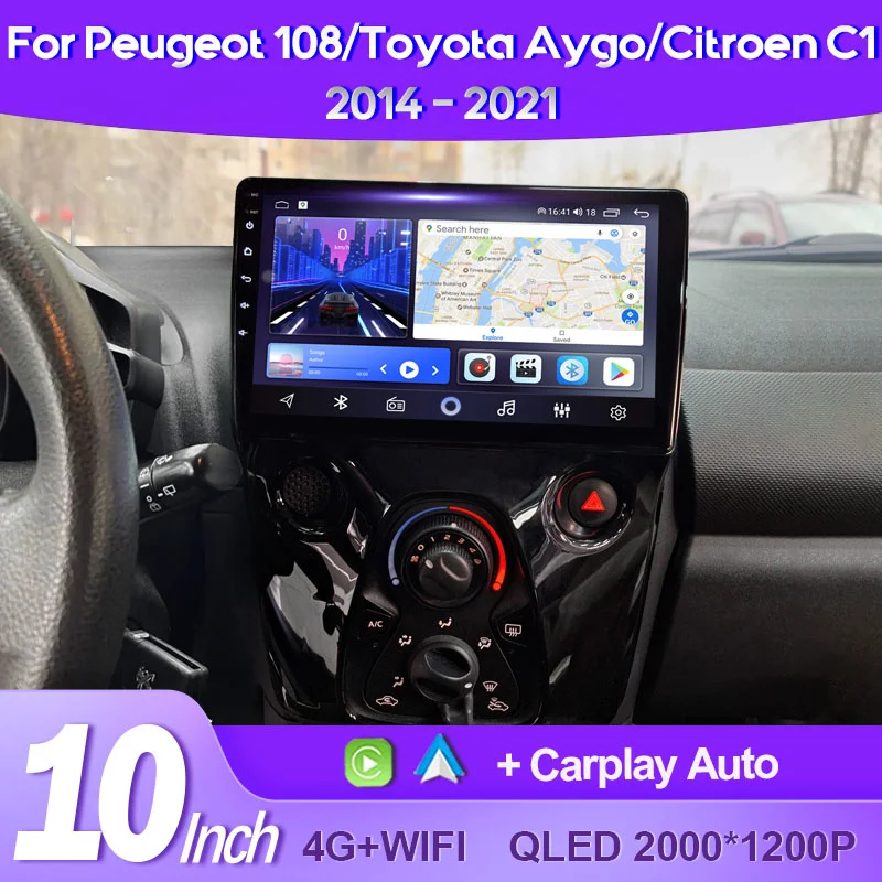 

QSZN For Peugeot 108 Toyota Aygo B40 2014 - 2021 Citroen C1 2K QLED Android 13 Car Radio Multimedia Video Player GPS 4G CarPlay