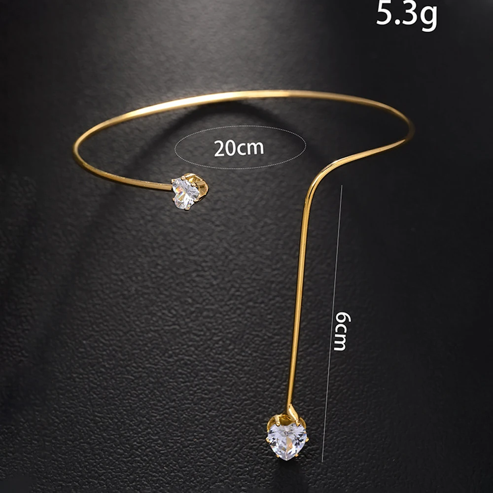 Stonefans Elegant Heart Rhinestone Bracelet for Women Adjustable Crystal Cuff Jewelry Romantic Gift Fashion Accessories for Prom