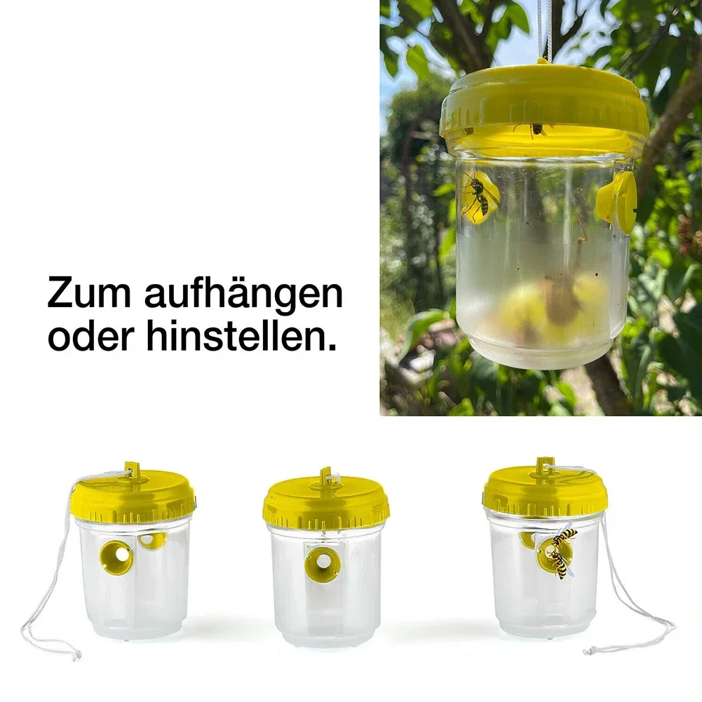 Köder-Wespenfallen, 13 cm, 3 Stück/Set, gegen Bienen, Hornissen, Lockstoff, Verteidigung zum Aufhängen, Insektenschutz, transparent