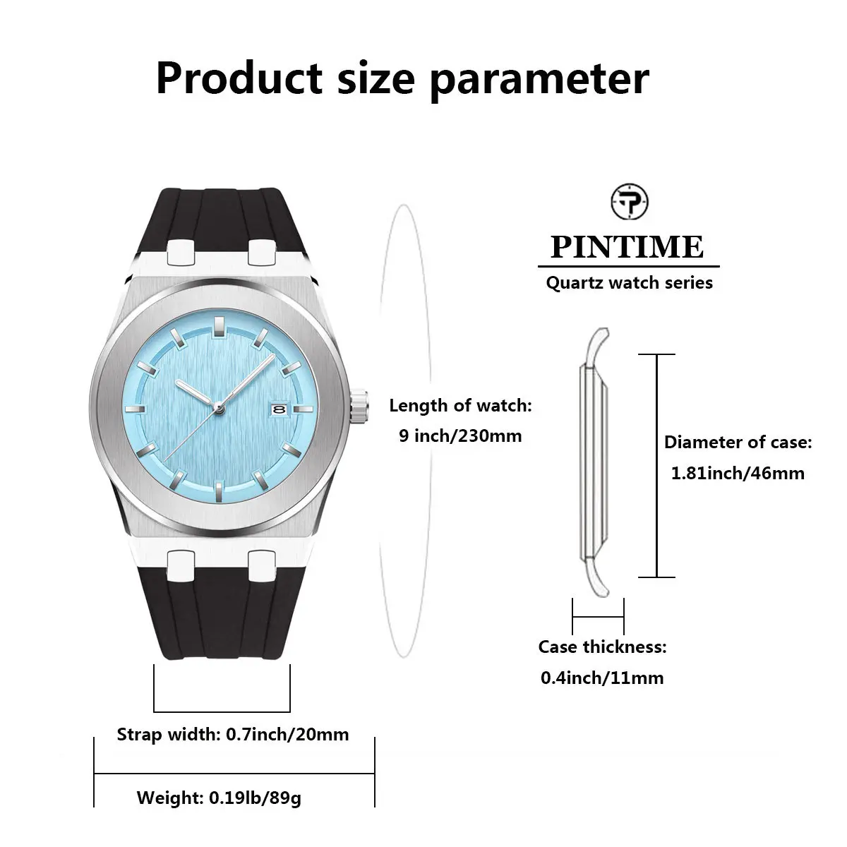 PINTIME Simple Men\'s Watch Fashion Leisure Sports Silicone Watch Automatic Date No Logo Round Waterproof Quartz Watch