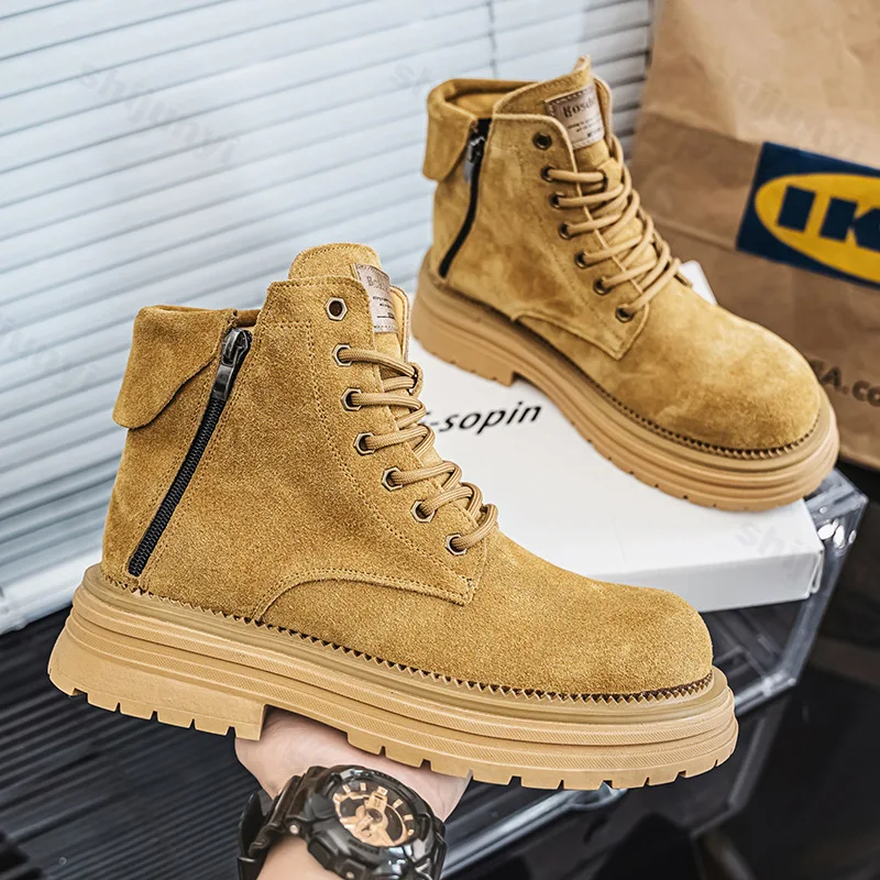 

high quality Men Outdoor Ankle Boots 2025 Autumn Comfortable Non Slip Casual Shoes Short Boots Fashion High Top Sports Shoes