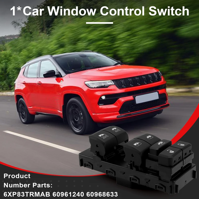 Interruttore di comando alzacristallo elettrico lato conducente auto interruttore di sollevamento in vetro 60961240 60968633 per Jeep Compass 2022-2024 LHD