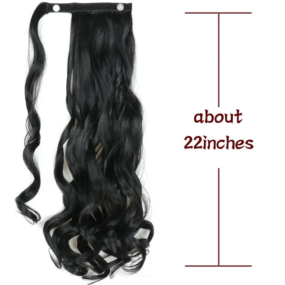 Long Wave Ponytail Extension Synthetic Hair Extensions 22Inch Fake Hair Wrap Around Pony Hairpiece for Women