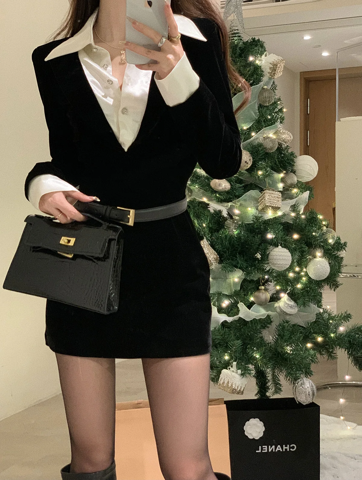 Spring Black Elegant Dress Women Sexy Patchwork Y2K Designer Mini Dress Female Casual Korean Fashion Slim Party Dress 2023 New