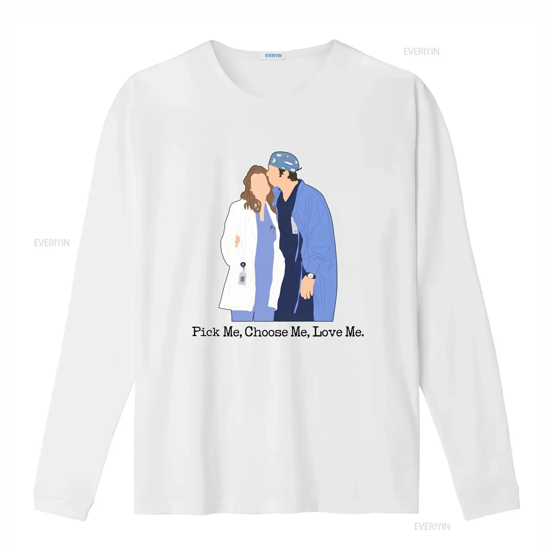 Casual Grey's Anatomy Meredith Derek Doctor Couple Minimalist Print T Shirt vintage Washed Unisex Versatile Slightly fashion