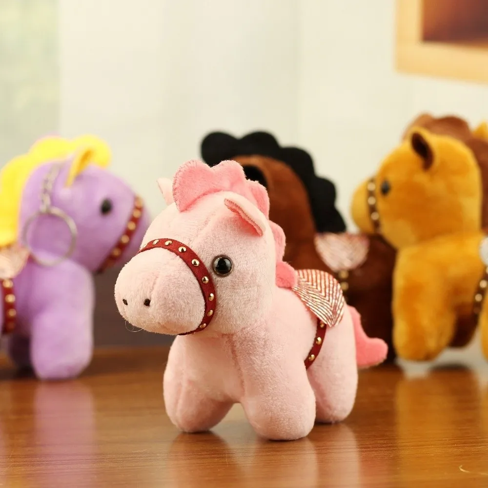 Pônei dos desenhos animados pingente mascote boneca corcel boneca animal de pelúcia chaveiro estilo chinês mochila pingente de pelúcia cavalo chaveiro