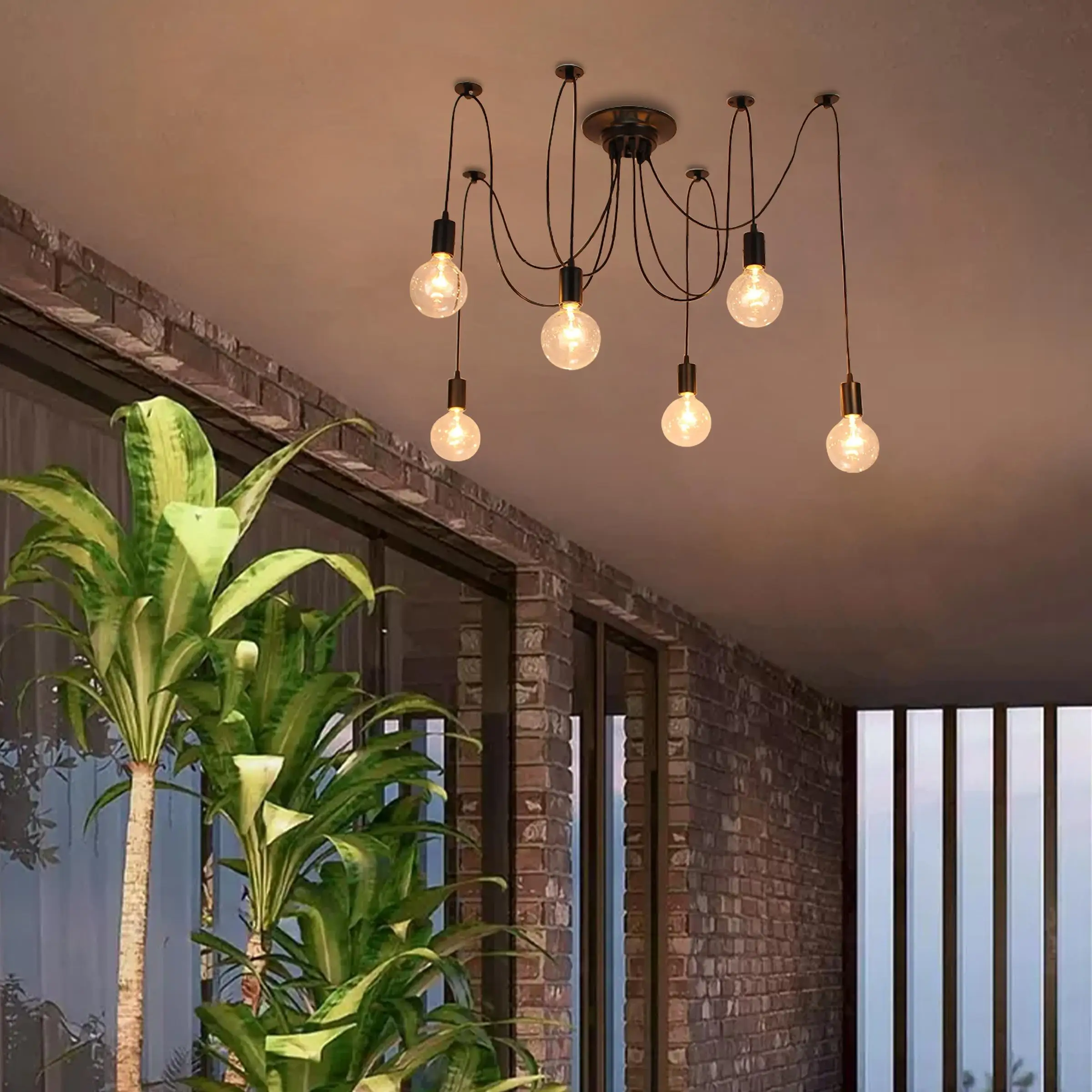 Retro 6-head Pendant Light Industrial Creative LED Spider Pendant Light Bulb Not Included For Bar Cafe, Restaurant Living RooM