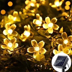 1PC Solar String Flower Lights Outdoor 20/50/100 LED Fairy Light For Garden Fence Patio Yard Christmas Tree Decor