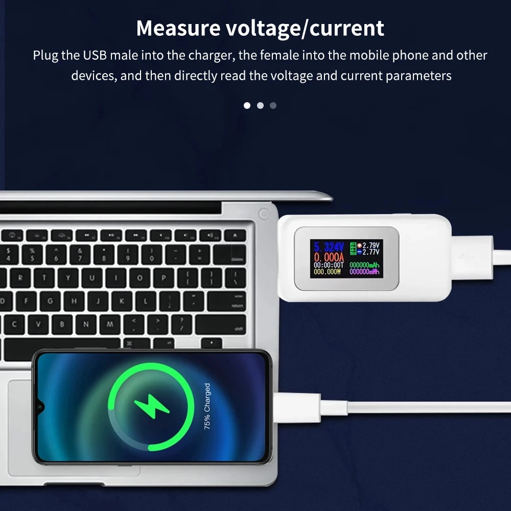 Imagem -03 - Voltímetro dc Digital com Usb Amperímetro Medidor de Tensão Atual Amp Volt Amperímetro Detector Power Bank Charger Indicador 10 em 1