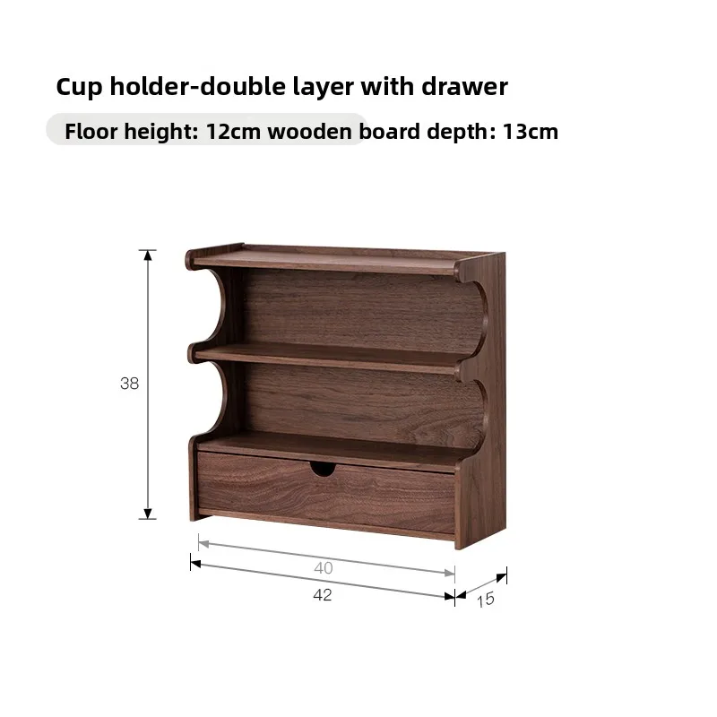 رف أكواب شاي الجوز، منظم كوب خشبي للطاولة، حامل عرض القهوة والشاي الفرنسي لتخزين طاولة الطعام والمطبخ المنزلي