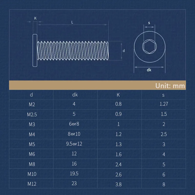 304 Baja Tahan Karat M6 M8 M10 M12 CM Soket Segi Enam Hex Ultra Tipis Super Rendah Kepala Wafer Datar Tutup Allen Panjang Sekrup 6 ~ 120Mm