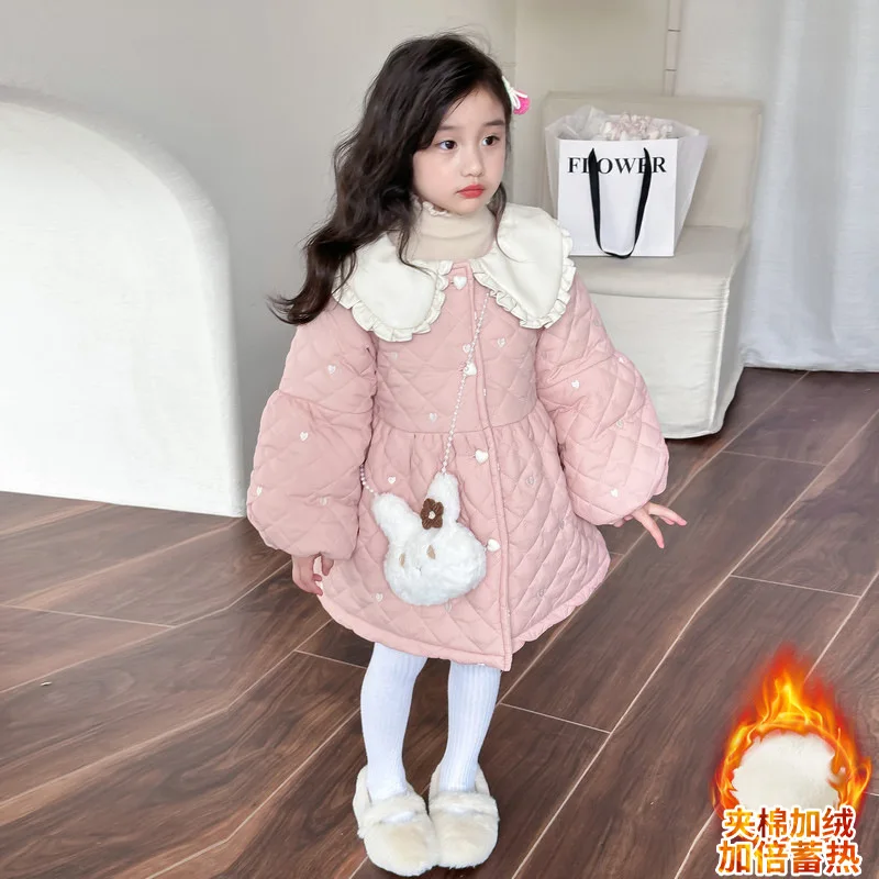 

Girls' cotton jacket winter clothing new style western-style velvet jacket with cotton clip for babies, winter children's warm c