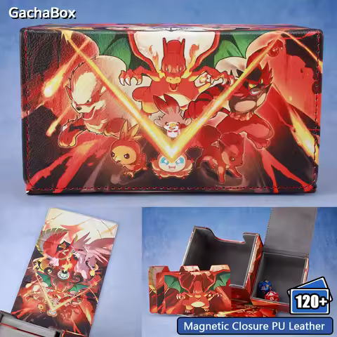 Fire Type Dicewinder for PTCG,Fits 100 Double-Sleeved Cards,Card Storage Deck Box for MTG Commander TCG YGO OPCG DTCG kids Gifts