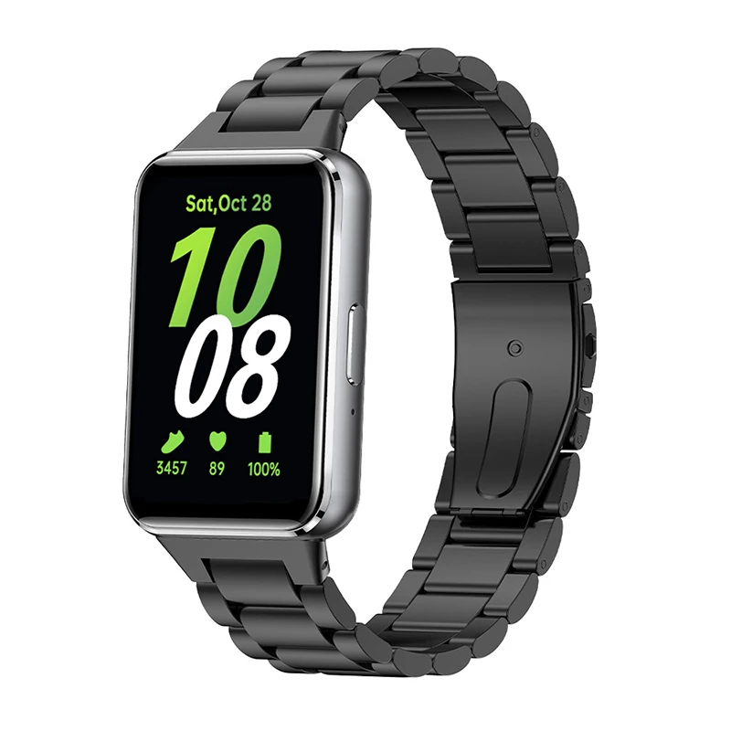 Metal Watch Strap Suitable for Samsung Galaxy Fit 3 Smartwatch Milan Three Bead Stainless Steel Wristband Watch Accessories