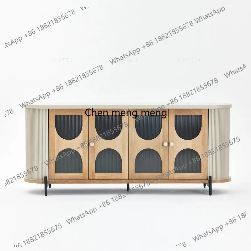 

Minimalist French-inspired Interior Furniture Living Room Furnishings Sideboard Crafted From Reclaimed Oak and Concrete