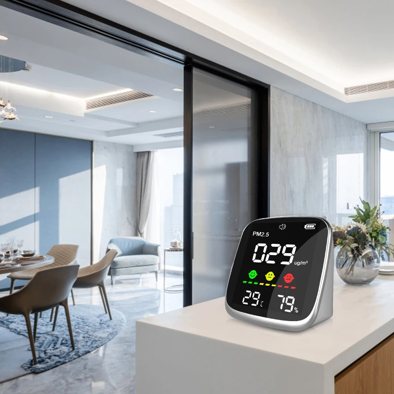3-in-1 Mini Portable Air Quality Meter Temperature Humidity Monitor PM2.5 Dust Detector Battery Operated for Home Safety Comfort