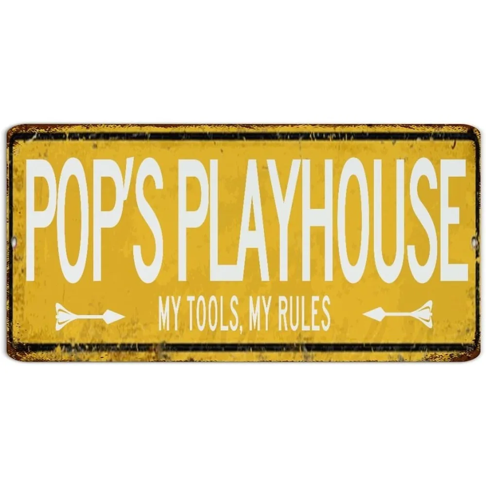 [2D Flat] 1pc Personalized Vintage Yellow Street Style Aluminum Sign Man Cave Garage Wall Art Decor (Only For Decoration)