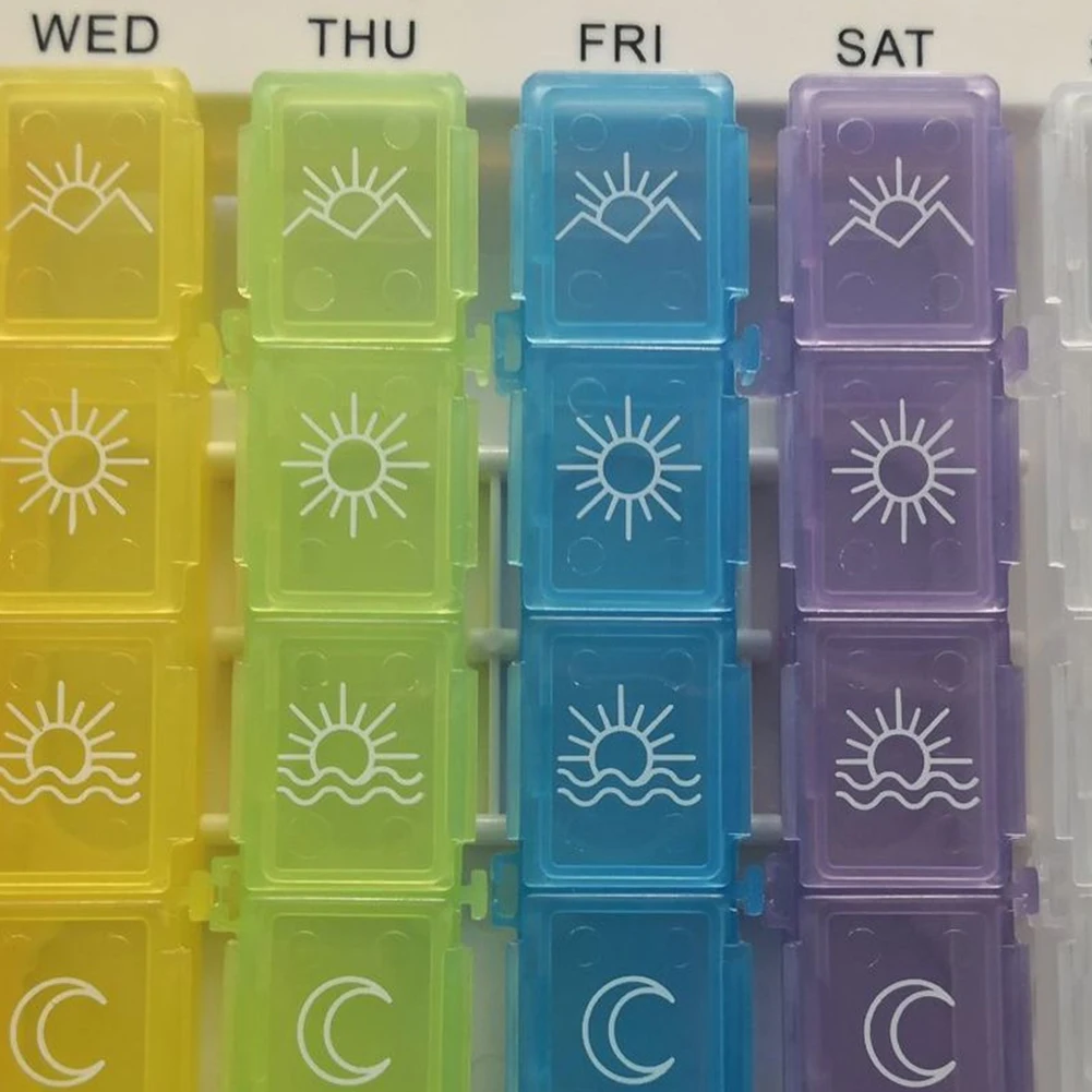 

7-дневный органайзер для планшетов, 28 сеток, еженедельное хранилище планшетов, диспенсер для таблеток, будильник, будильник, коробка для таблеток