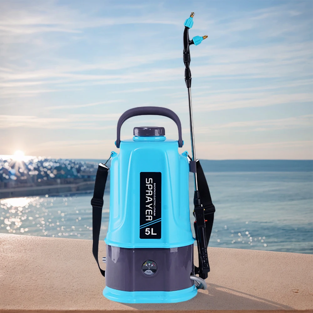 5L Battery Powered Sprayer Rechargeable Electric Sprayer with 5 Mist Nozzles for Outdoor Yard Lawn Garden Watering Planting